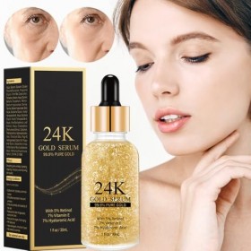 Sérum doré 24 carats pour le visage, sérum doré 24 carats avec rétinol, vitamine E, acide hyaluronique, sérums faciaux pour r