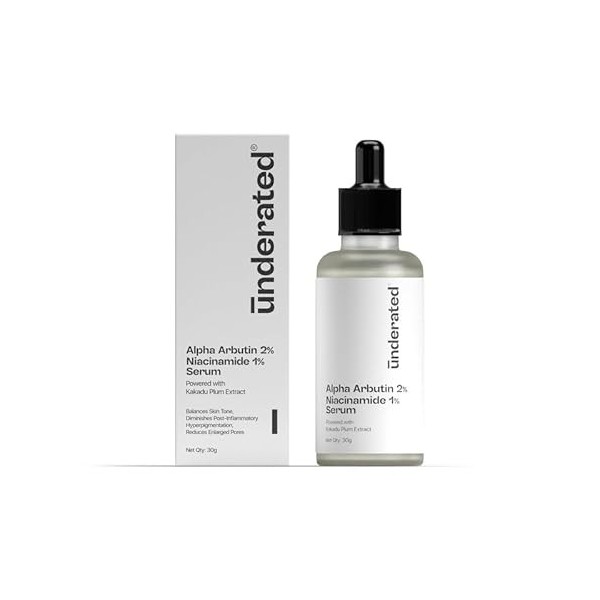 Underated Alpha Arbutin 2% + Niacinamide 1% Face Serum with Kakadu Plum Extract | Lightweight Daily Serum for Even-Looking Sk