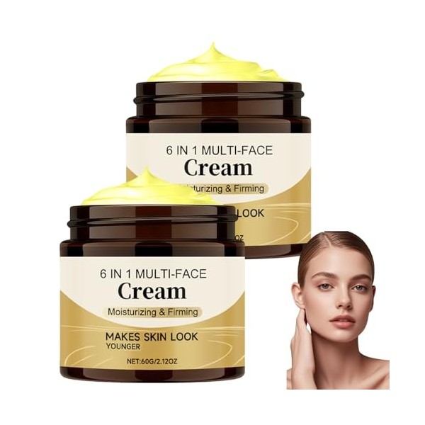 Lot de 2 crèmes anti-âge pour le visage - Crème hydratante pour le visage 6 en 1 - Sérum au collagène au rétinol - Comble les...