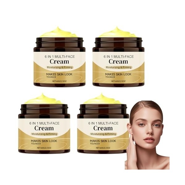 Lot de 2 crèmes anti-âge pour le visage - Crème hydratante pour le visage 6 en 1 - Sérum au collagène au rétinol - Comble les...