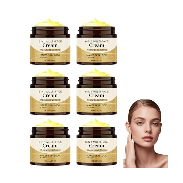 Lot de 2 crèmes anti-âge pour le visage - Crème hydratante pour le visage 6 en 1 - Sérum au collagène au rétinol - Comble les...