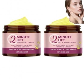 Lot de 2 crèmes lifting et raffermissantes instantanées pour le visage, anti-âge, crème anti-rides, acide hyaluronique, nourr...