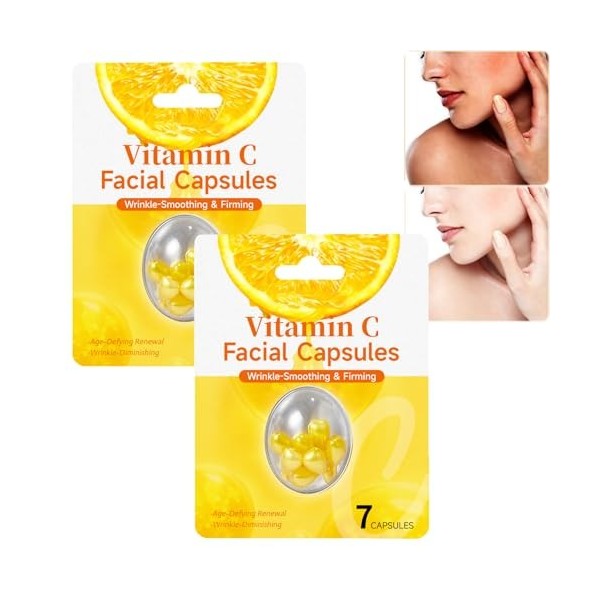 Capsules de sérum à la vitamine C pour le visage, hydratent, illuminent et unifient le teint, sérum anti-âge et éclaircissant...