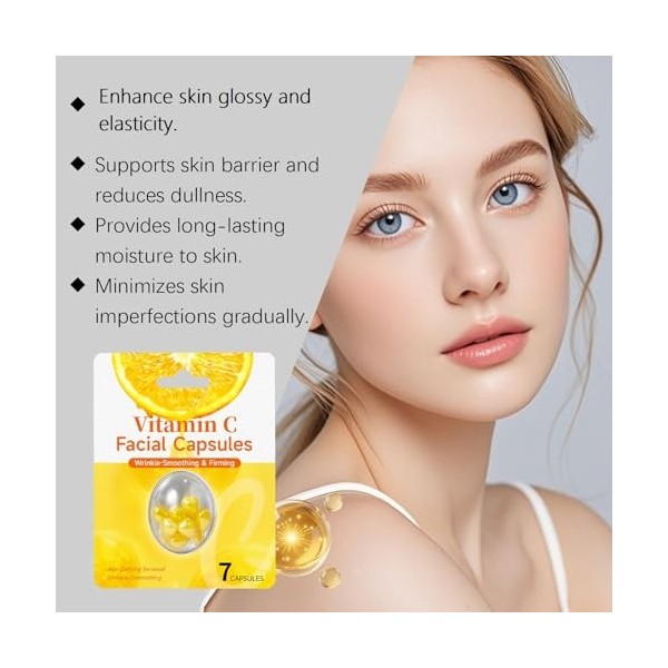 Capsules de sérum à la vitamine C pour le visage, hydratent, illuminent et unifient le teint, sérum anti-âge et éclaircissant...