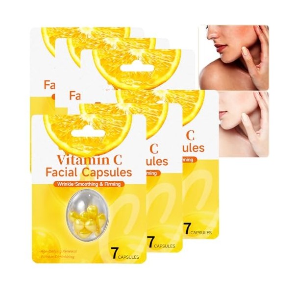Capsules de sérum à la vitamine C pour le visage, hydratent, illuminent et unifient le teint, sérum anti-âge et éclaircissant...