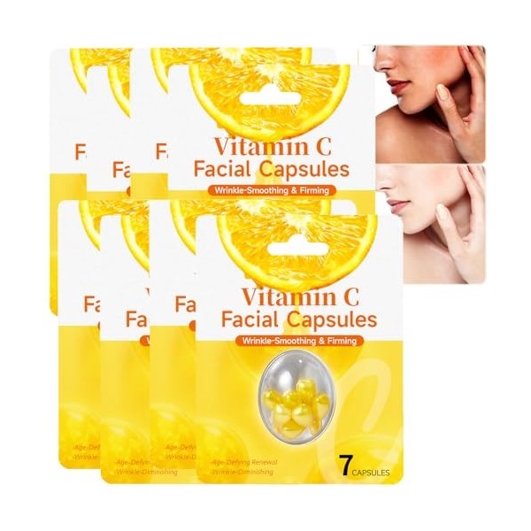 Capsules de sérum à la vitamine C pour le visage, hydratent, illuminent et unifient le teint, sérum anti-âge et éclaircissant...
