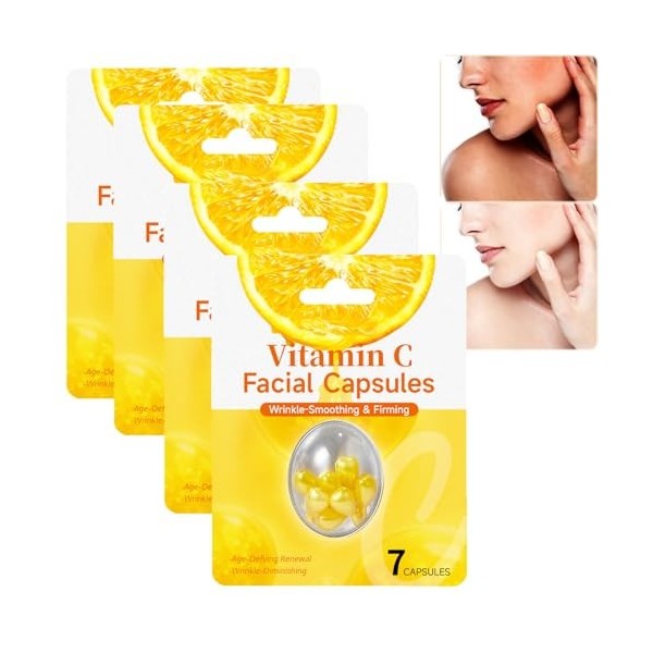 Capsules de sérum à la vitamine C pour le visage, hydratent, illuminent et unifient le teint, sérum anti-âge et éclaircissant...