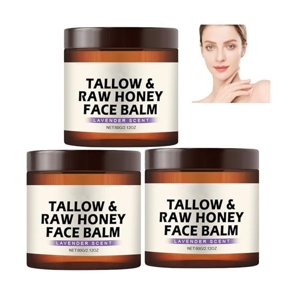 Beef Tallow Honey Moisturizer Lotion pour le visage profondément nourrissante pour peaux sèches, crème à absorption rapide in...