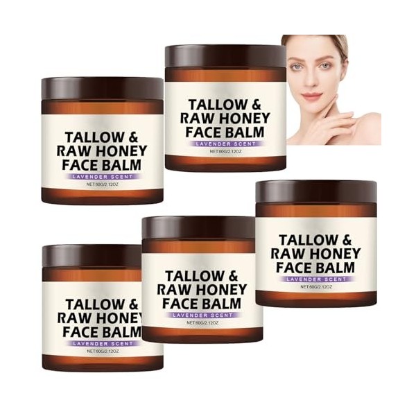 Beef Tallow Honey Moisturizer Lotion pour le visage profondément nourrissante pour peaux sèches, crème à absorption rapide in...