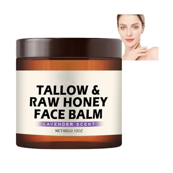 Beef Tallow Honey Moisturizer Lotion pour le visage profondément nourrissante pour peaux sèches, crème à absorption rapide in...