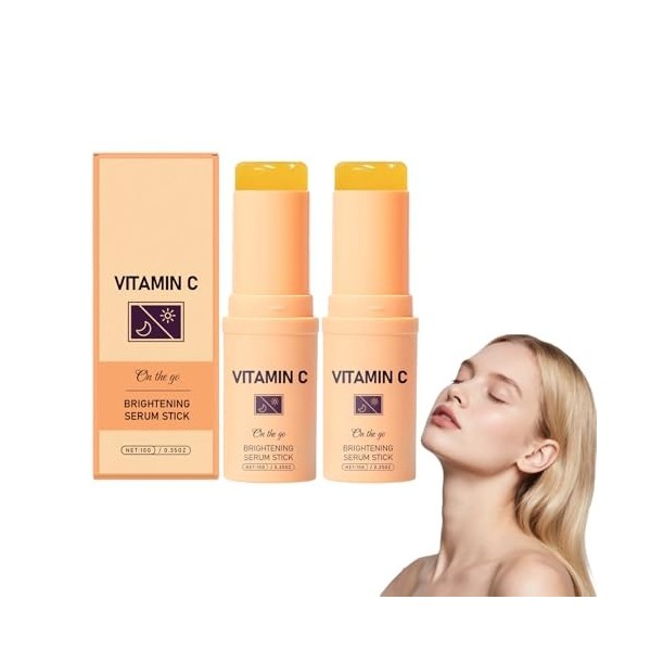 Sérum visage en stick à la vitamine C - Sérum visage éclaircissant et raffermissant - Unifie le teint et booste léclat - Bau ...