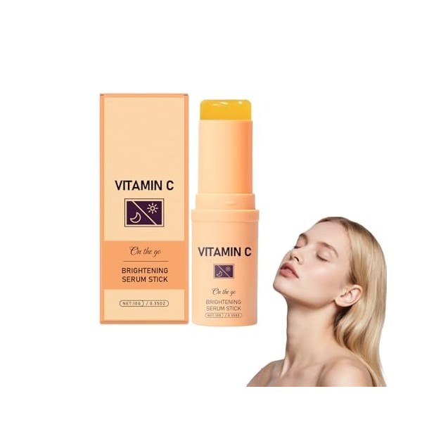 Sérum visage en stick à la vitamine C - Sérum visage éclaircissant et raffermissant - Unifie le teint et booste léclat - Bau ...