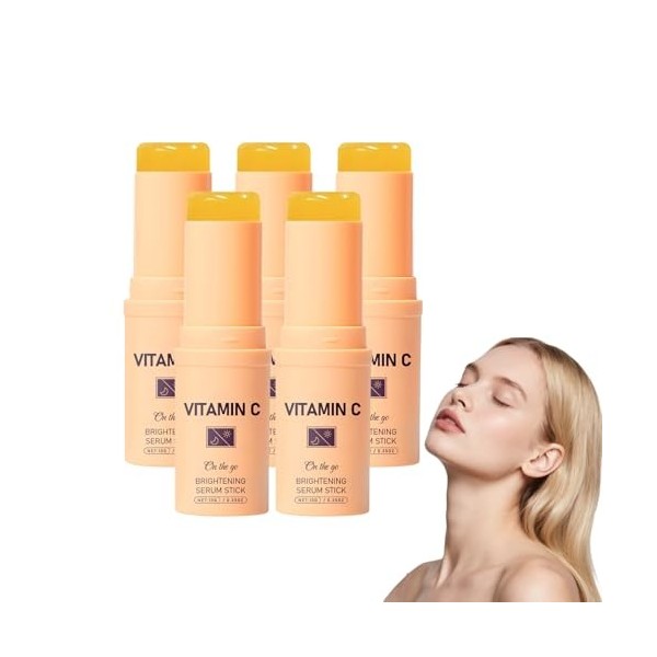Sérum visage en stick à la vitamine C - Sérum visage éclaircissant et raffermissant - Unifie le teint et booste léclat - Bau ...
