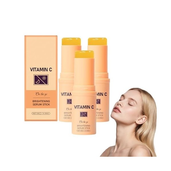 Sérum visage en stick à la vitamine C - Sérum visage éclaircissant et raffermissant - Unifie le teint et booste léclat - Bau ...