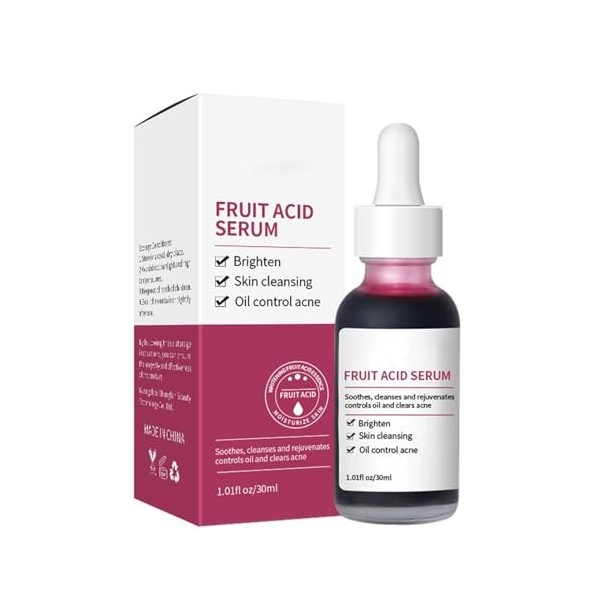 Acides De Fruits Pour La Peau - 30 Ml De Liquide D Avec Minimiseur À Pores | Huile De Soins De La Peau Éclaircissant Le Séru