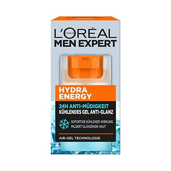 LOréal Men Expert Gel rafraîchissant pour homme, effet anti-brillance, anti-fatigue, Hydra Energy, 1 x 50 ml