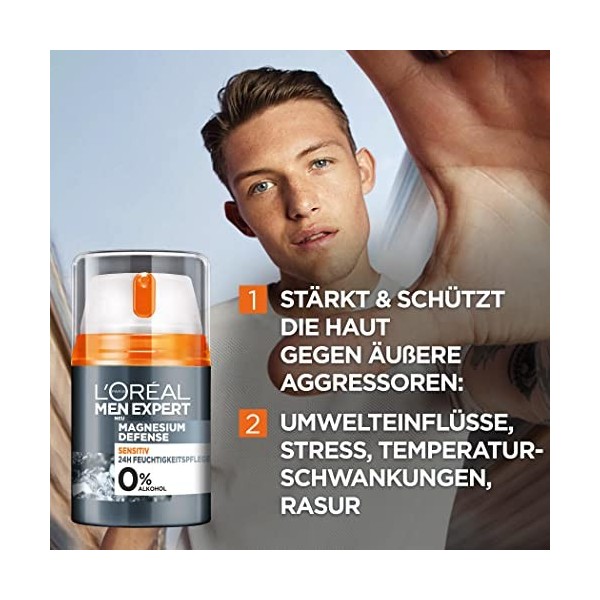 LOréal Men Expert Sensitiv Soin du visage pour homme, crème hydratante apaisante pour les peaux sensibles, crème pour le vis ...