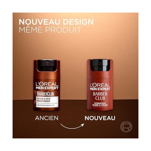 LOréal Men Expert Barber Club Soin Barbe Courte et Visage - 50ml Crème Jour et Nuit