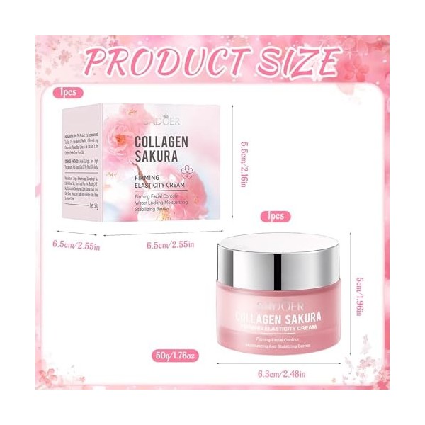 Collagene Sakura Creme Visage,Crème Sakura, Creme Collagene Visage,Soins de la Peau Sakura,CremeCollagene Kreme,Soin VisageSa