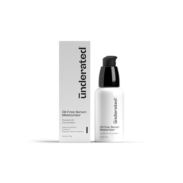 Underated Oil-Free Serum Moisturiser with Oat & Barley Extracts, Lightweight Hydration Formula for Balanced Skin, Non-Greasy 