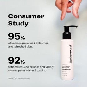 Underated Charcoal Face Wash with Niacinamide, Vitamin E & Aloe Vera | Deep Cleansing, Oil Control & Pore Detox | Gentle Dail