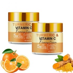 Crème Visage Au Curcuma et à La Vitamine C,Cremes Eclaircissante Hydratante Anti Tache Visage,Crème Hydratante Au Collagène P...