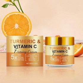 Crème Visage Au Curcuma et à La Vitamine C,Cremes Eclaircissante Hydratante Anti Tache Visage,Crème Hydratante Au Collagène P...