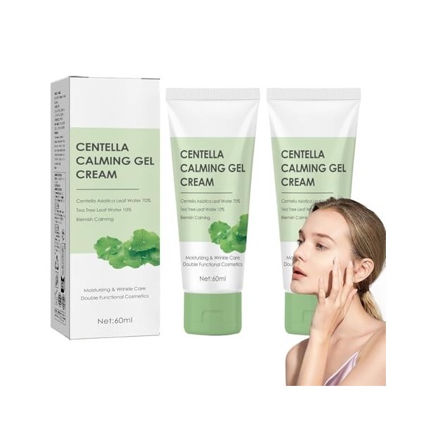 2 Pcs Centella Calming Gel Crème, Crème Hydratante Riche Con de la Centella Asiatica, Day&Night Cream,Soin Hydratant pour le
