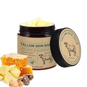 Beef Tallow Crème bio,Beef Tallow for Skin,Baume au Miel,Suif de Bœuf Biologique Naturel Nourri à lherbe,Crème Hydratante Na
