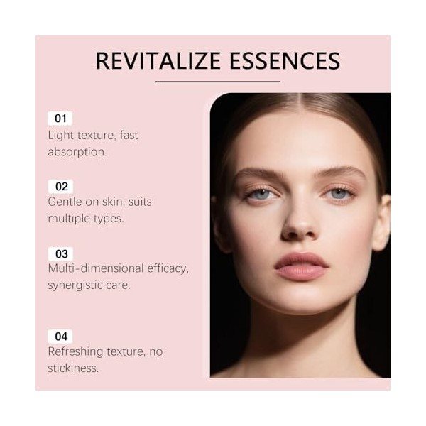 Sérum visage Revitalize Essences, soin de la peau infusé à larbutine, sérum hydratant intense, soin adoucissant le grain de ...