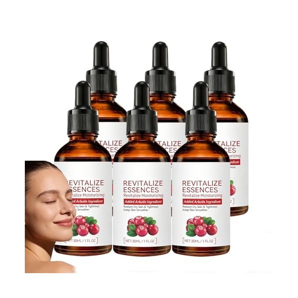 Sérum visage Revitalize Essences, soin de la peau infusé à larbutine, sérum hydratant intense, soin adoucissant le grain de ...