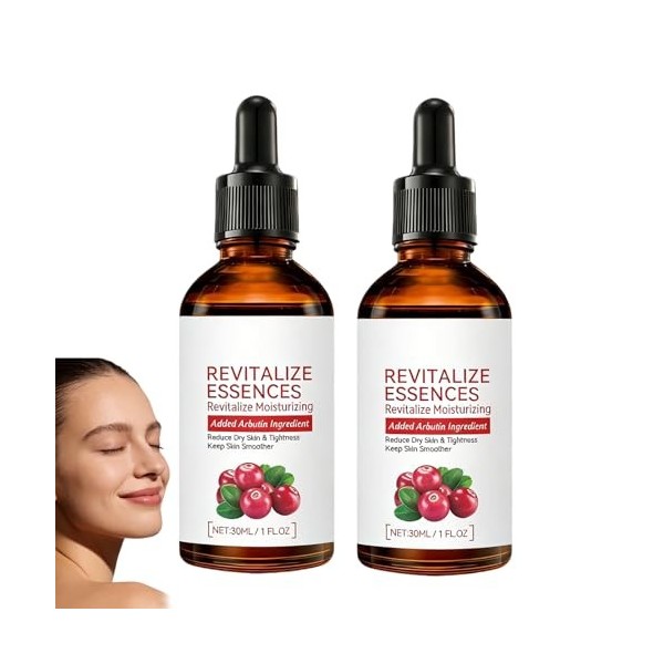 Sérum visage Revitalize Essences, soin de la peau infusé à larbutine, sérum hydratant intense, soin adoucissant le grain de ...