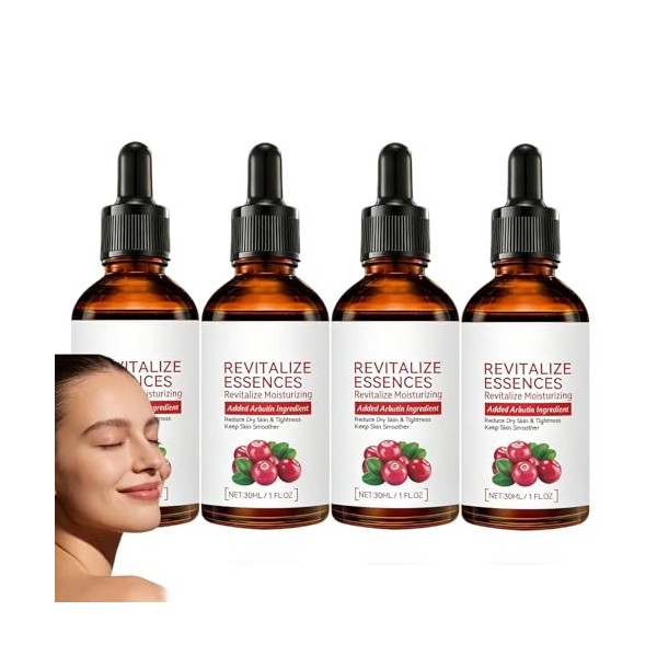 Sérum visage Revitalize Essences, soin de la peau infusé à larbutine, sérum hydratant intense, soin adoucissant le grain de ...