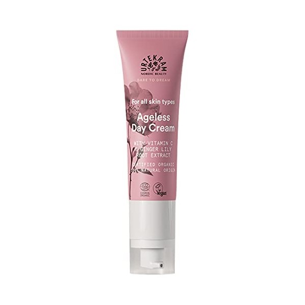 Urtekram Crème de jour douce à la rose sauvage avec vitamine C - Crème anti-âge pour le visage - Hydratant à lacide hyaluron