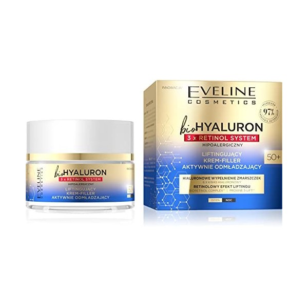 Eveline Cosmetics BiohyalUron 3 x Retinol Louing Crème Filler actif REJUNATION 50+, 50 ml