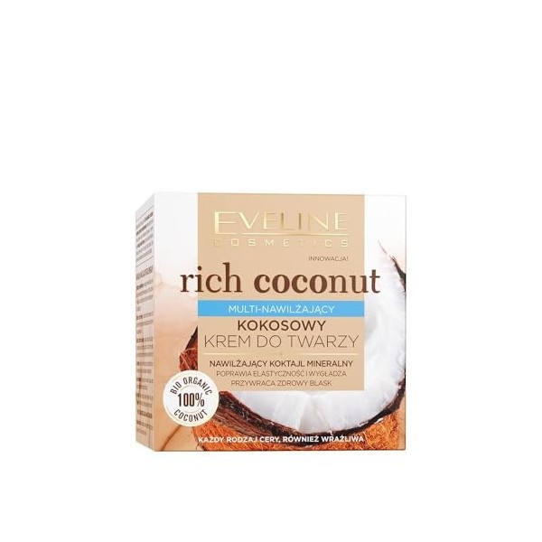 Eveline Cosmetics Rich à la noix de coco à noix de coco crème pour le visage de noix de coco, 50 ml