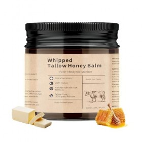 Beef Tallow Skincare - Crème bio pour le visage - Nourrie à lherbe - Avec cire dabeille - Soin en profondeur pour les peaux