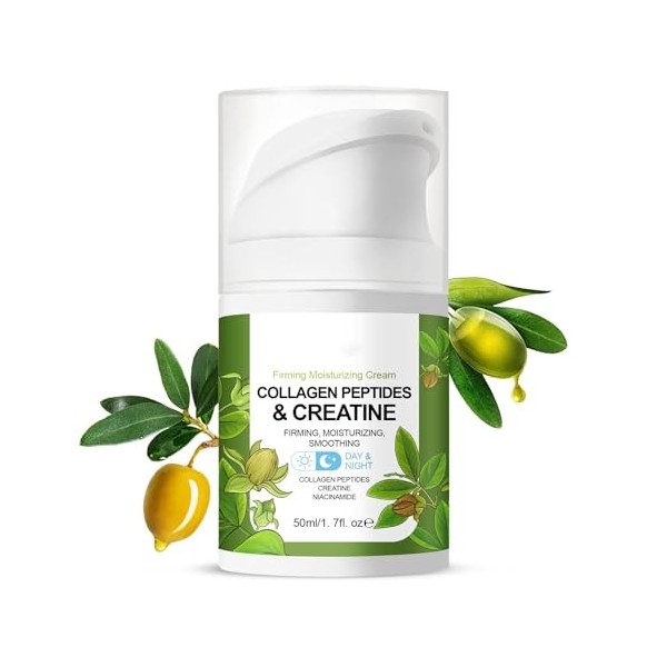 Crème hydratante complexe de peptides au collagène avec rétinol et créatine - Crème raffermissante pour le visage - Crème ant