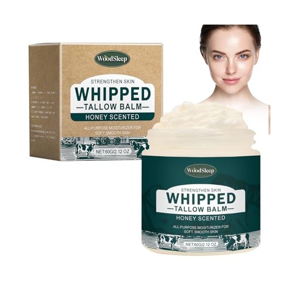 Crème de suif de bœuf, crème hydratante au suif de bœuf, lotion naturelle, baume de suif de bœuf nourri à lherbe, pour les s ...