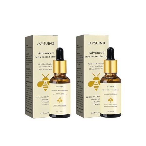 2 Pièces Essence de Venin Dabeille, Sérum de Soin Anti-Âge Anti-Rides Hydratant et Nourrissant au Miel, Peau Ferme Réduire l