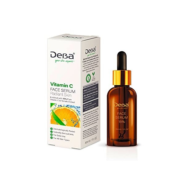 Sérum visage à 15 % de vitamine C pure et dextrait de tomates 1 x 30 ml
