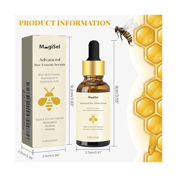 Sérum Anti-âge au Venin dabeille,hydratant et nourrissant au Venin dabeille,15ml Sérum de Soin Bee Venom