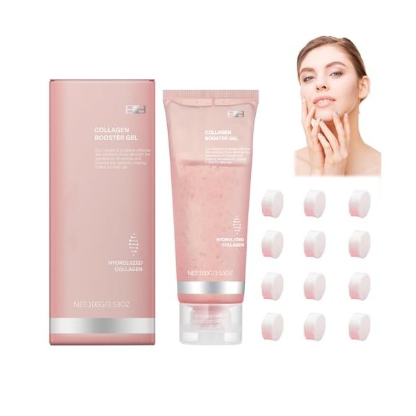 Crème Gel Hydratante Au Collagène, Collagen Lifting Cream, Avec 12 Serviettes Jetables, Gel Hydratant Plump, Gel Soin Anti-âg
