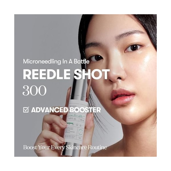 VT COSMETICS Sérum Stick Visage 300 Reedle Shot, 10 x 2ml, Cica & Hyaluron, Soin Microneedling, Sans Parfum, Peau Sensible