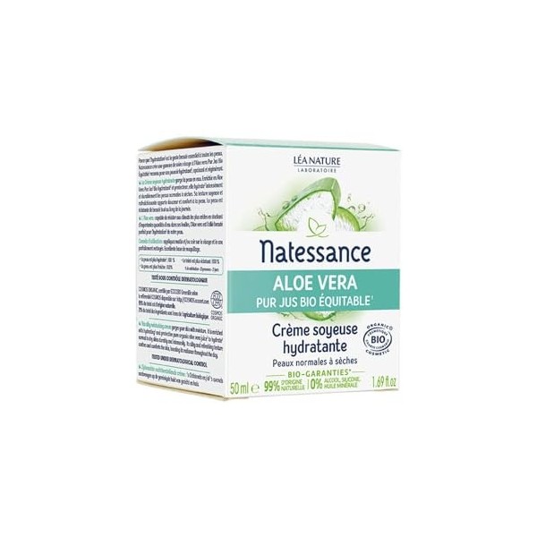 Natessance Aloe Vera Pur Jus Bio Équitable Crème Soyeuse Hydratante Bio 50 ml