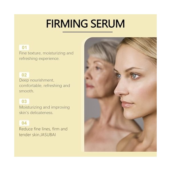 Sérum tenseur instantané pour le visage, sérum anti-rides raffermissant aux polypeptides dor pour un effet liftant, raffermi ...
