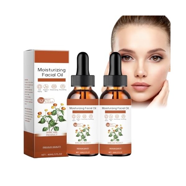 Spilanthes Lot de 2 huiles de visage anti-âge pour une hydratation raffermissante et intense, traitement hydratant pour des r...