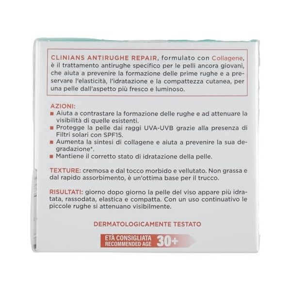 CLINIANS | Traitement Raffermissant Anti-Rides, Dermatologiquement testé, Made in Italy, 50 ml Crème Jour et Nuit