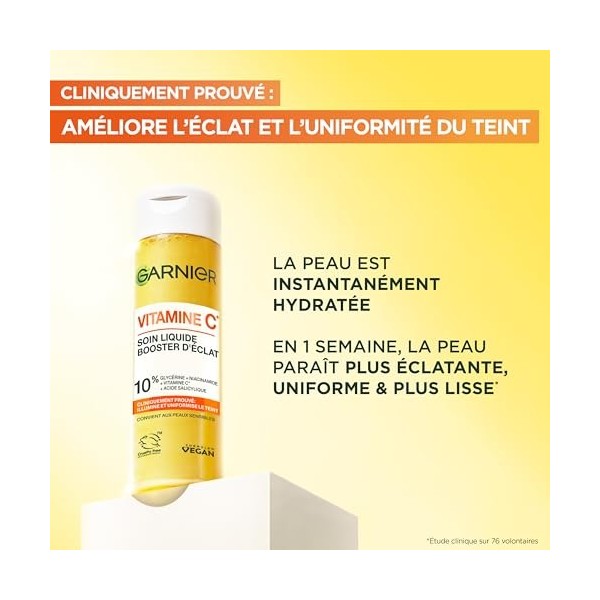 GARNIER Skin Active - Soin Visage Illuminateur - Hydrate & Illumine - Vitamine C, Glycérine, Niacinamide & Acide Salicylique 
