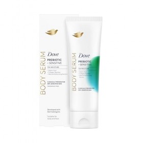 Dove Sérum Corps Hydratant Prebiotic Sensitive, Pour Peau Sèche et Sensible, 72H dHydratation, Peau Élastique et Lumineuse, 